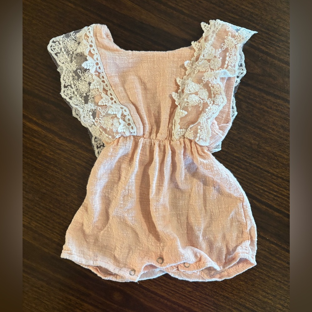 Pink Lace-Trimmed Baby Romper